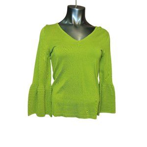 New York & Company 7th Avenue Design Studio Ruffled Cuff Green Top Size S